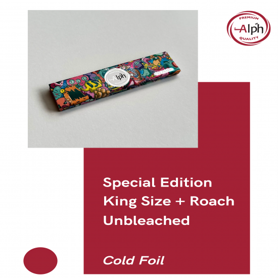 ورق ألف |Alph paper Special Edition King Size + Roach Unbleached Cold Foil