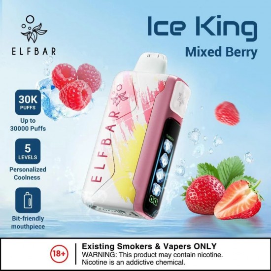 سحبة الف بار ايس كينج 30 الف (20 نكوتين) | ELFBAR Ice King 30K 2% Disposable Vape Kit