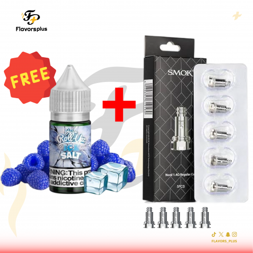 كويلات SMOK سموك نورد | SMOK NORD 1.4Ω Coils + نكهة رول ابز توت ايس مجانا | ROLL UPZ Blueberry Raspberry ICE 30ML FREE